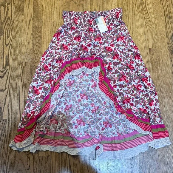 NWT Boho Floral High-Low Maxi Skirt in Pink Large - Picture 5 of 6